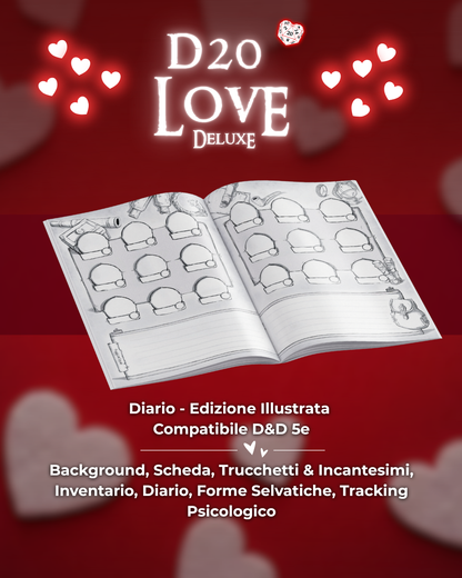 D20 LOVE Diario DELUXE - Edizione Illustrazione a Colori - Compatibile Versione 5e