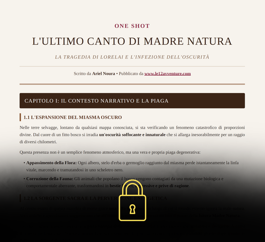 ONE-SHOT: L'ultimo Canto di Madre Natura | UTILIZZABILE IN MAKE A MASTER (9 Illustrazioni originali NO AI, 5 Mappe, 1 PDF)